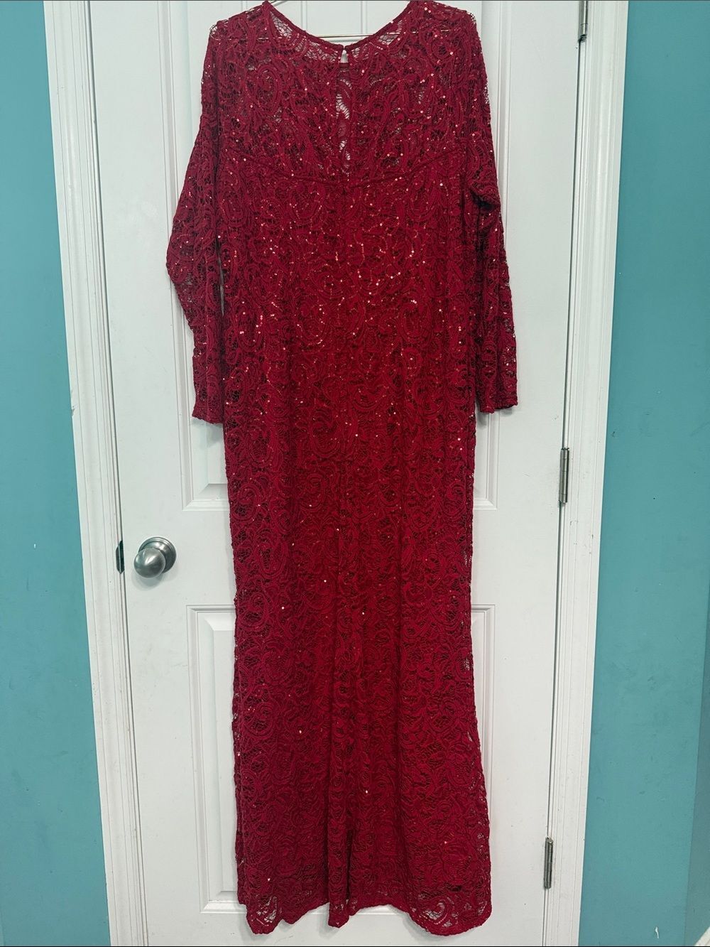 Blu Sage Plus Size 16w red sequin elegant maxi dress special occasion - Picture 5 of 5